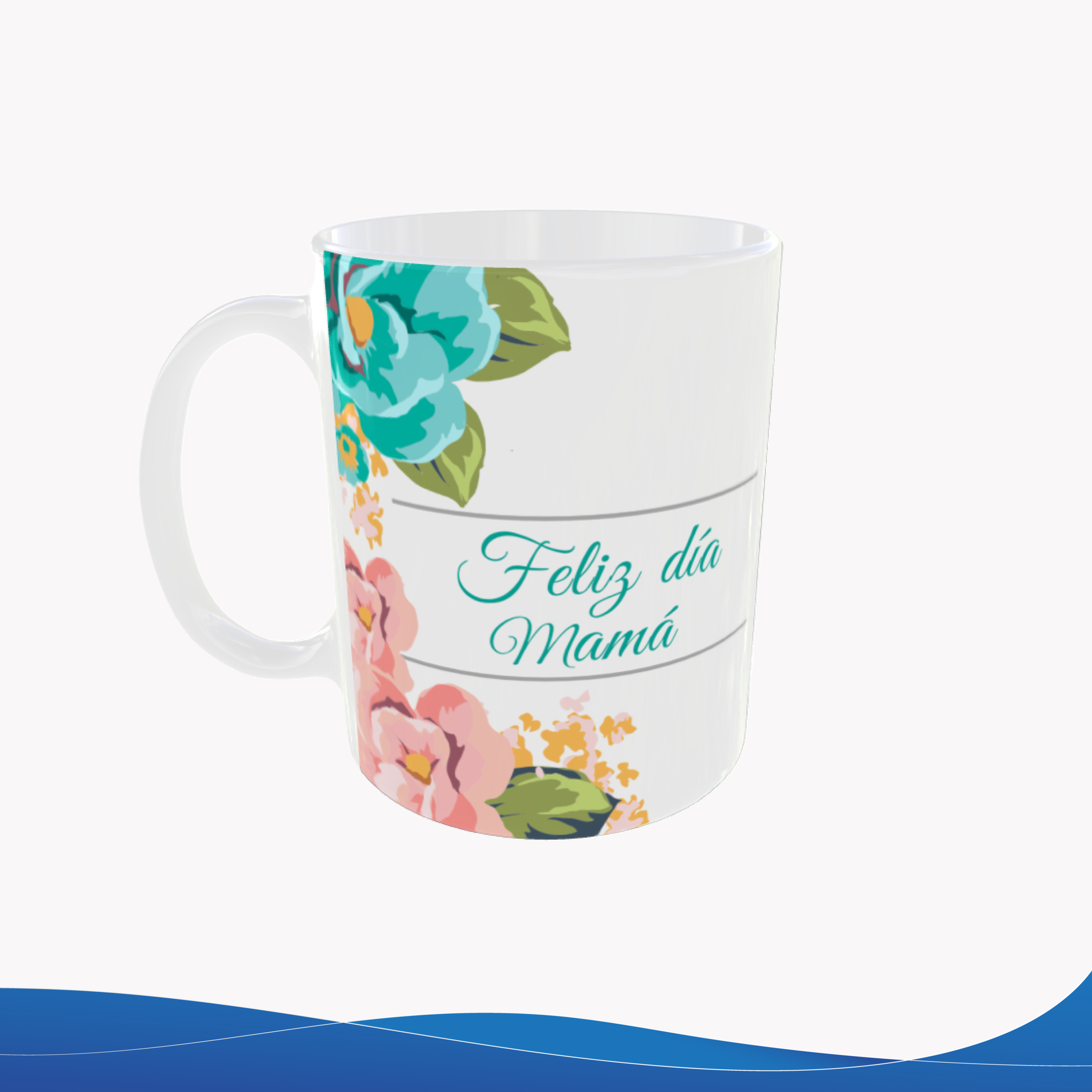 Taza 11oz Flores Elegantes "Feliz día Mamá" – ID TU008